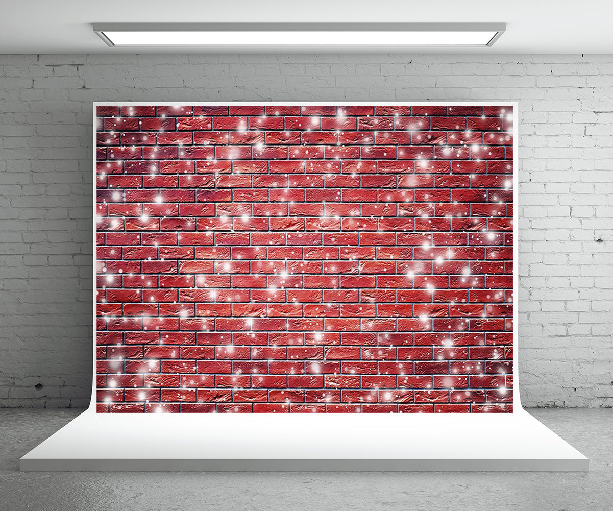 Toile de fond de mur de briques rouges flocon de neige de photographie fond de Noël