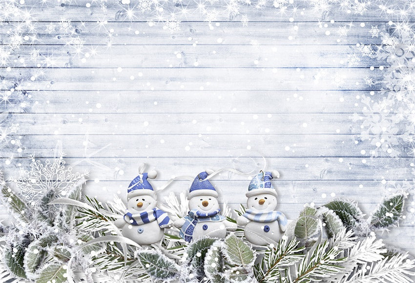 Toile de fond blanc bonhomme de neige mur en bois photographie fond de Noël