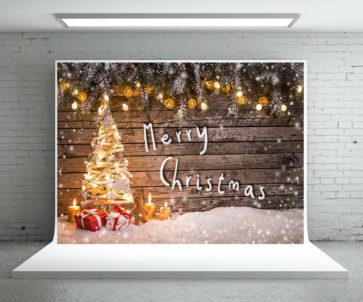 Toile de fond de joyeux Noël photographie fond de neige