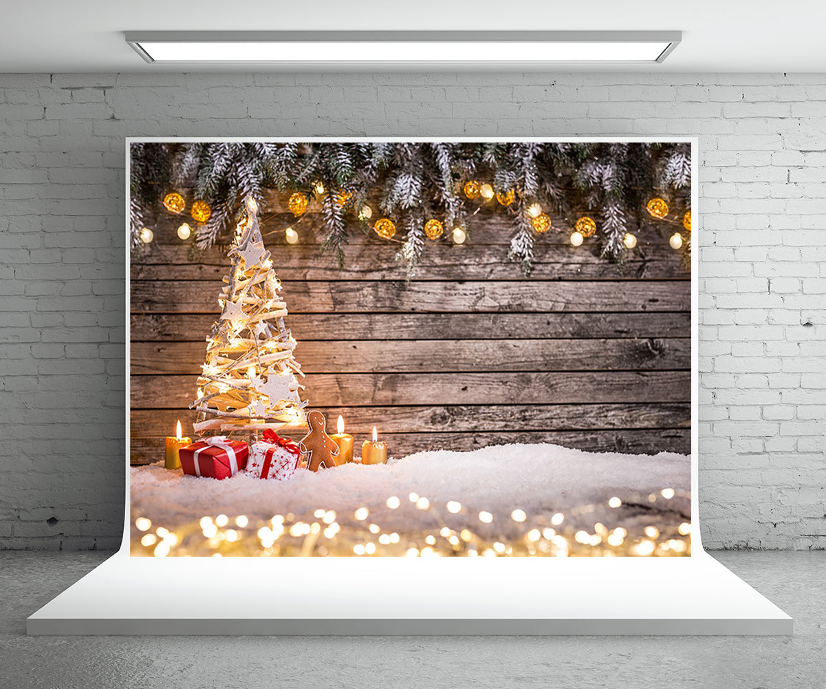 Toile de fond de Noël fond de mur en bois de photographie