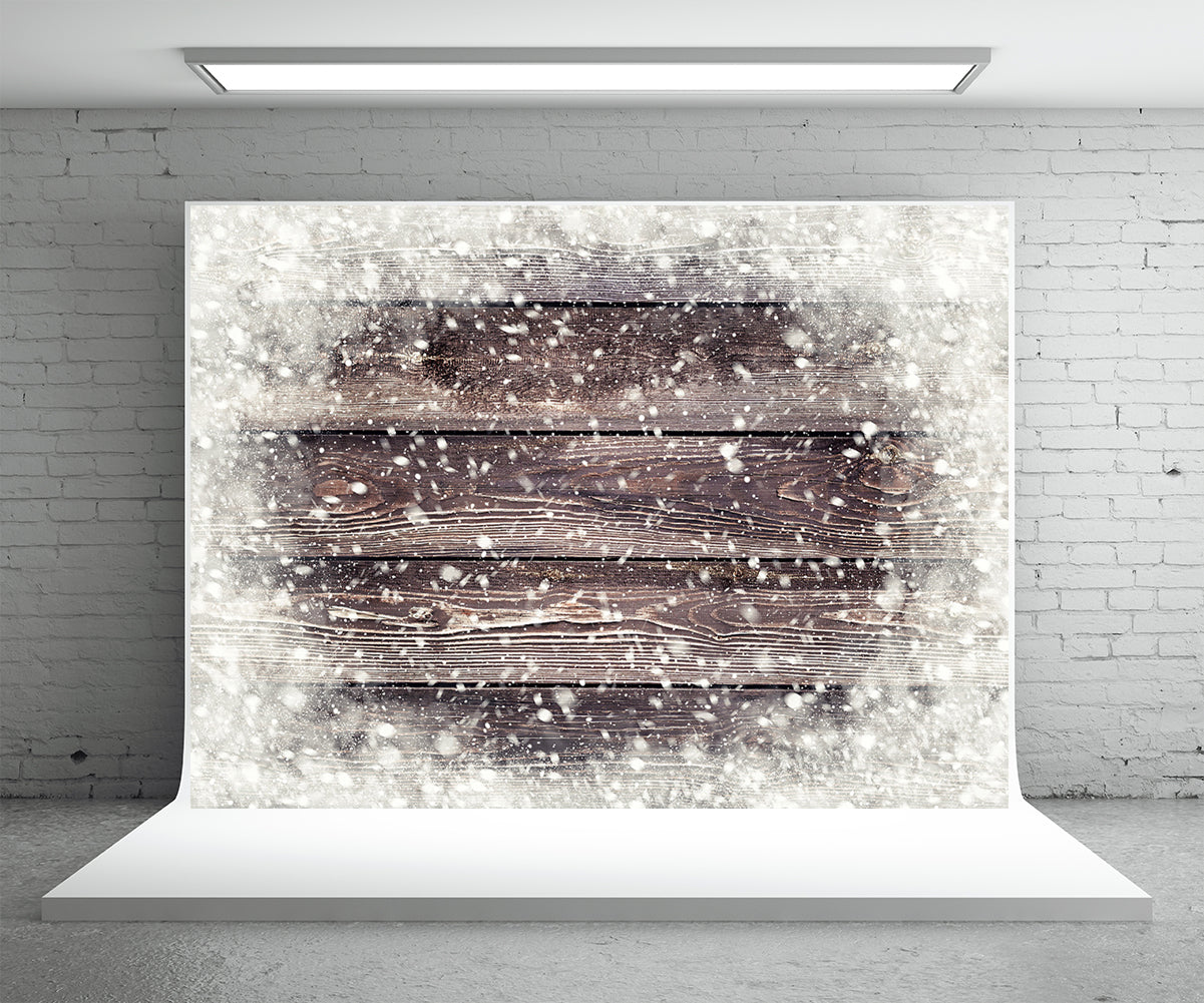 Toile de fond de mur en bois de flocon de neige pour Noël photo de photographie