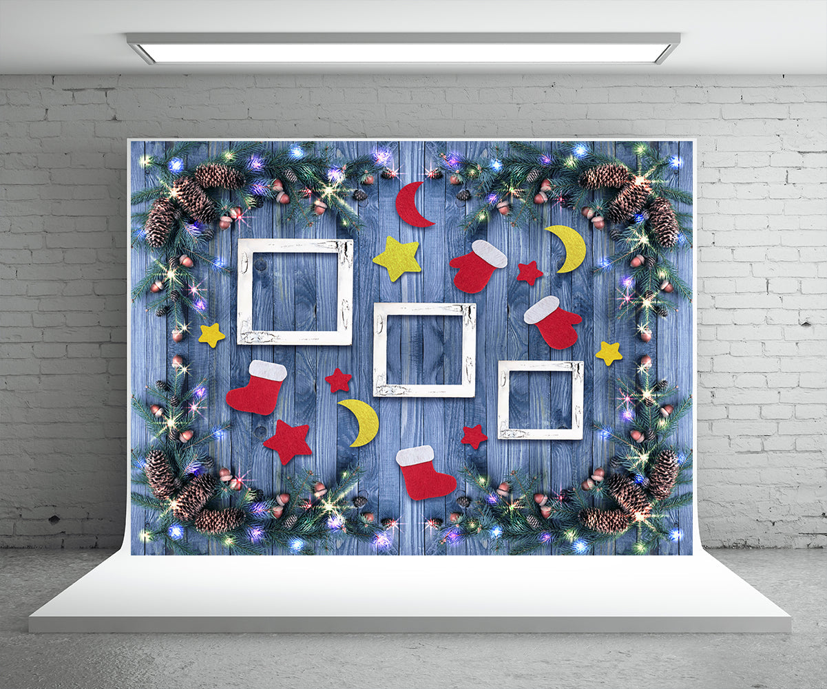 Toile de fond de Noël photographie pin branche en bois