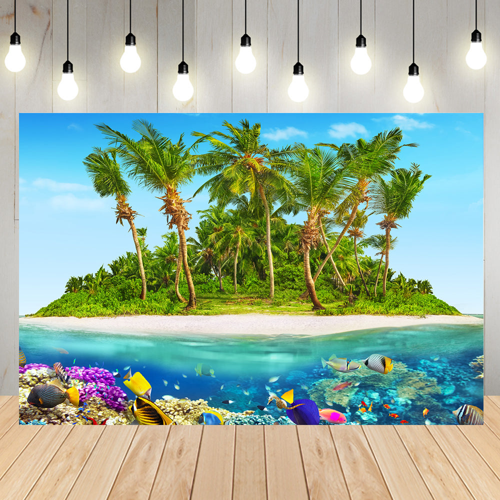Toile de fond décors de photographie sous-marine de plage tropicale d'été