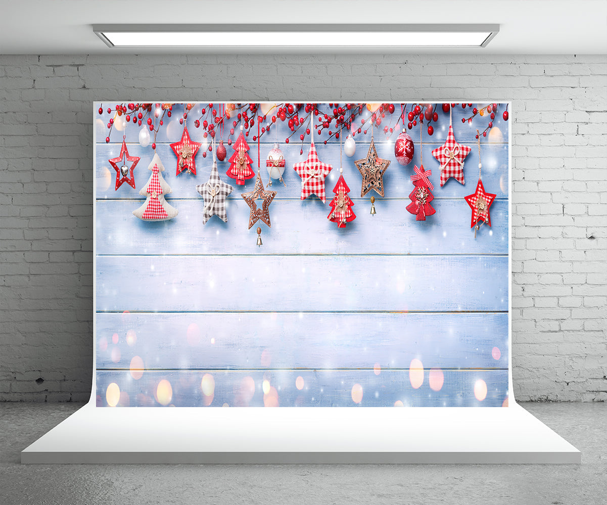 Toile de fond de Noël mur en bois photographie étoile arbre
