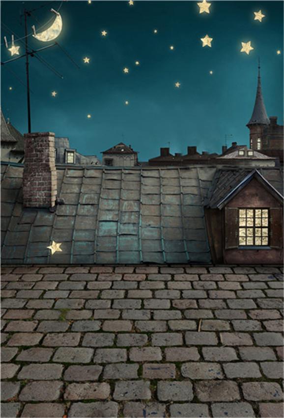 Toile de fond de château lune étoile de nuit anniversaire pour enfants nouveau-né