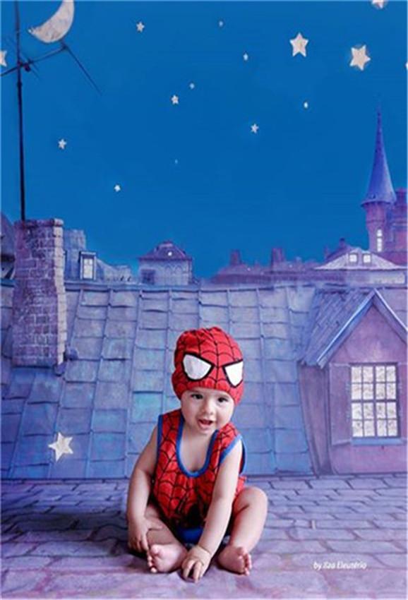 Toile de fond de château lune étoile de nuit anniversaire pour enfants nouveau-né
