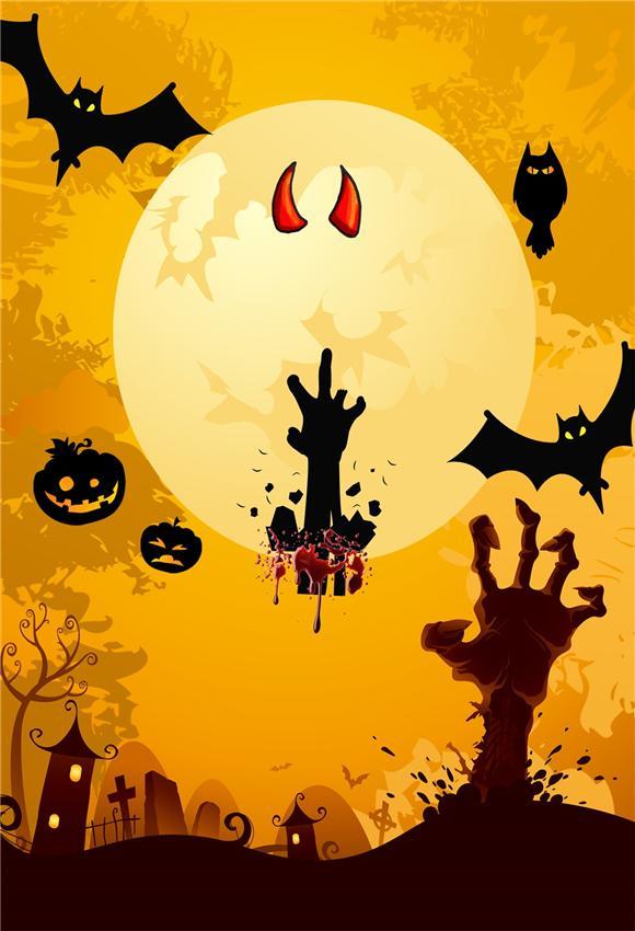 Toile de fond de Chauves-souris et la lune brillante Halloween photo