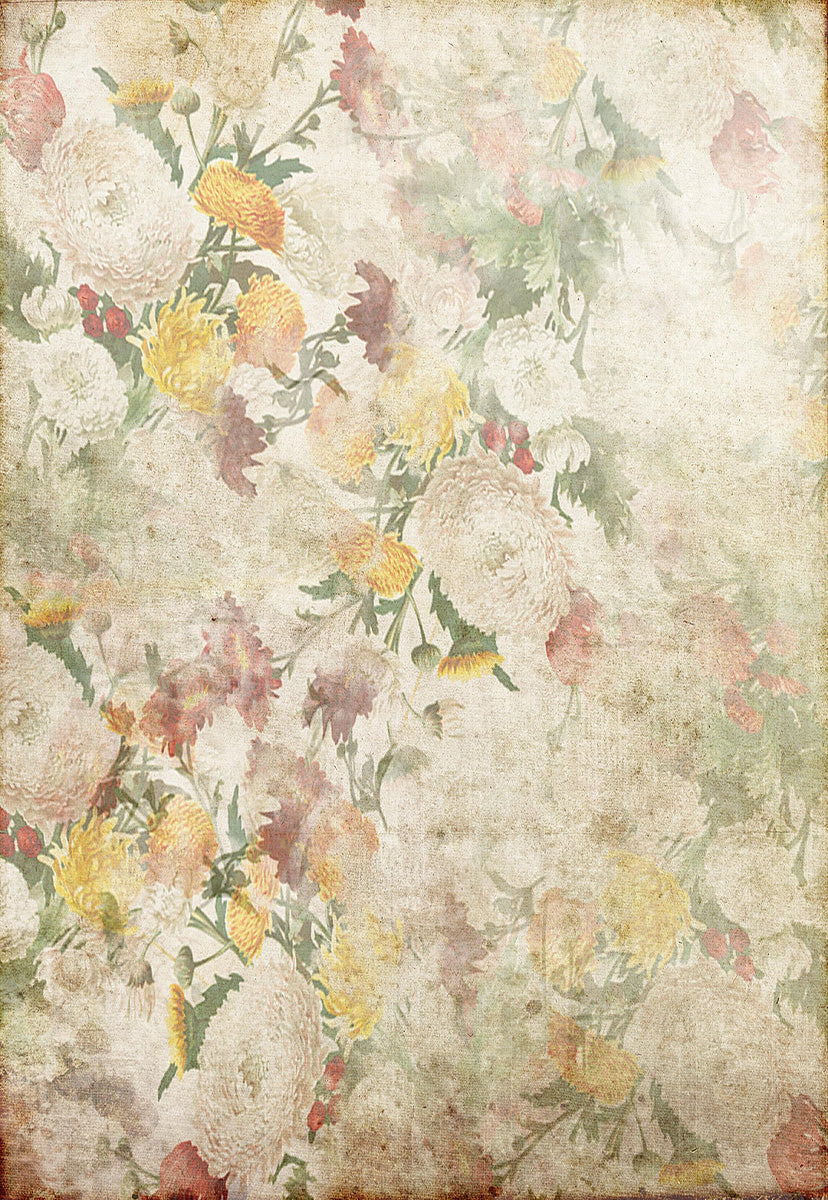 Toile de fond florale vintage de fleurs blanches rouges jaunes pour le studio