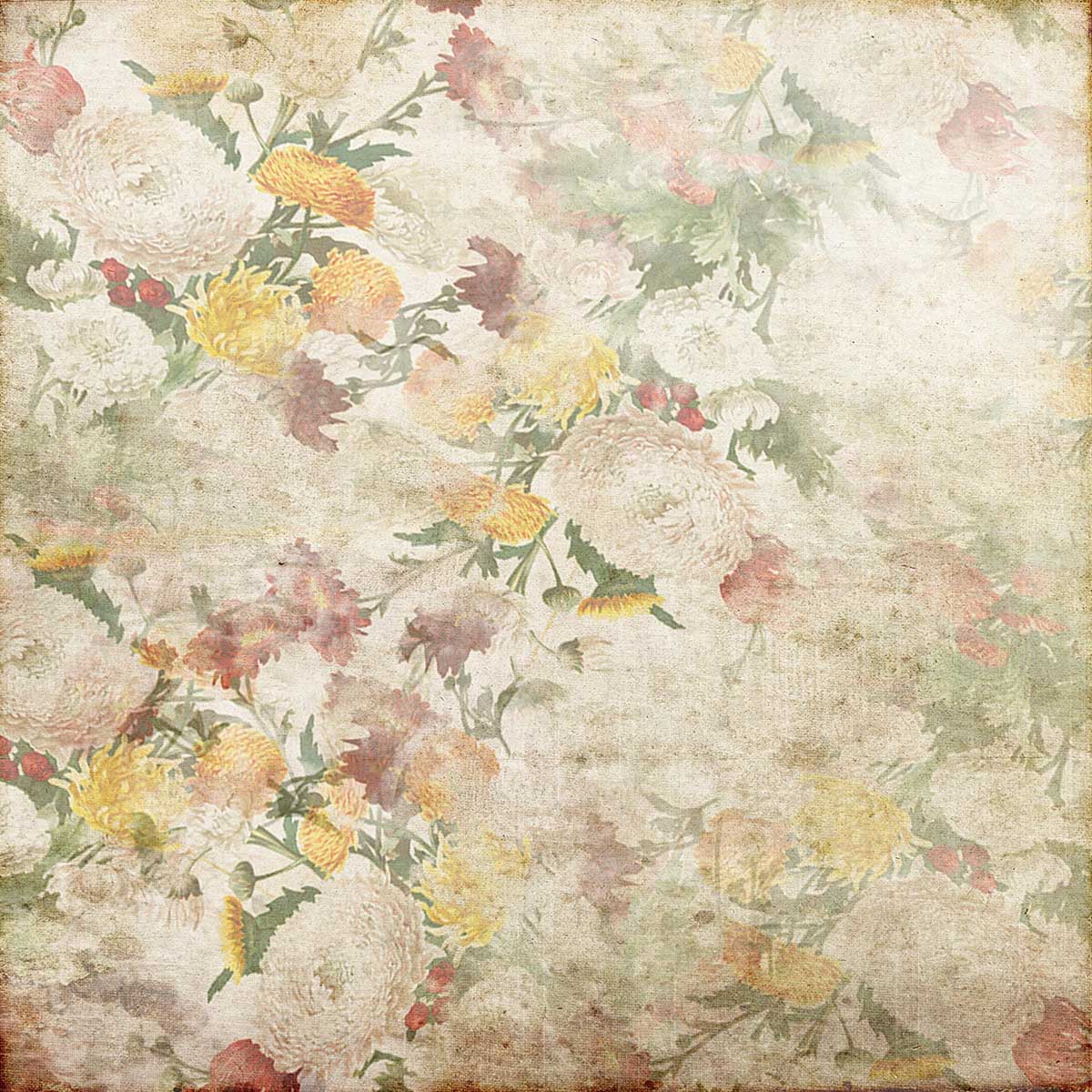 Toile de fond florale vintage de fleurs blanches rouges jaunes pour le studio
