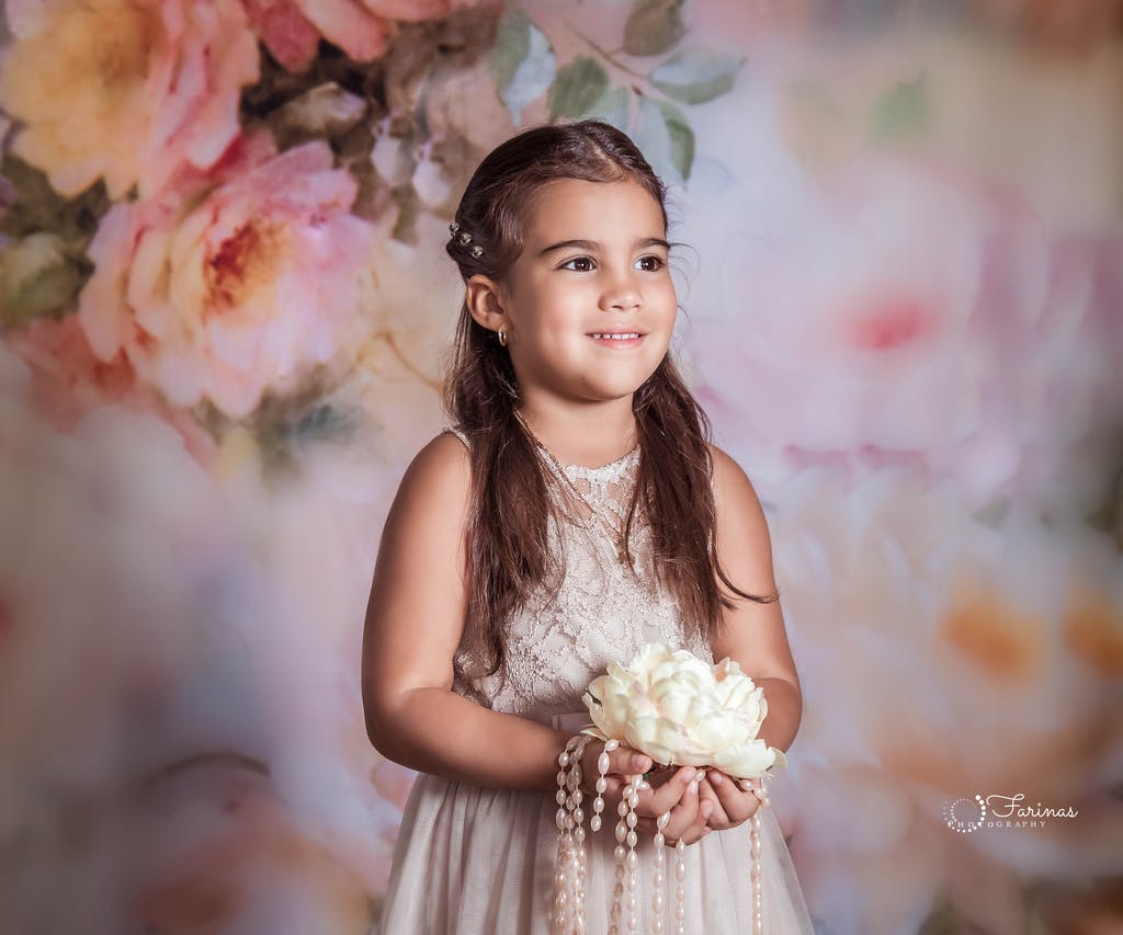 Toile de fond champagne rose fleur bébé anniversaire décors pour le studio