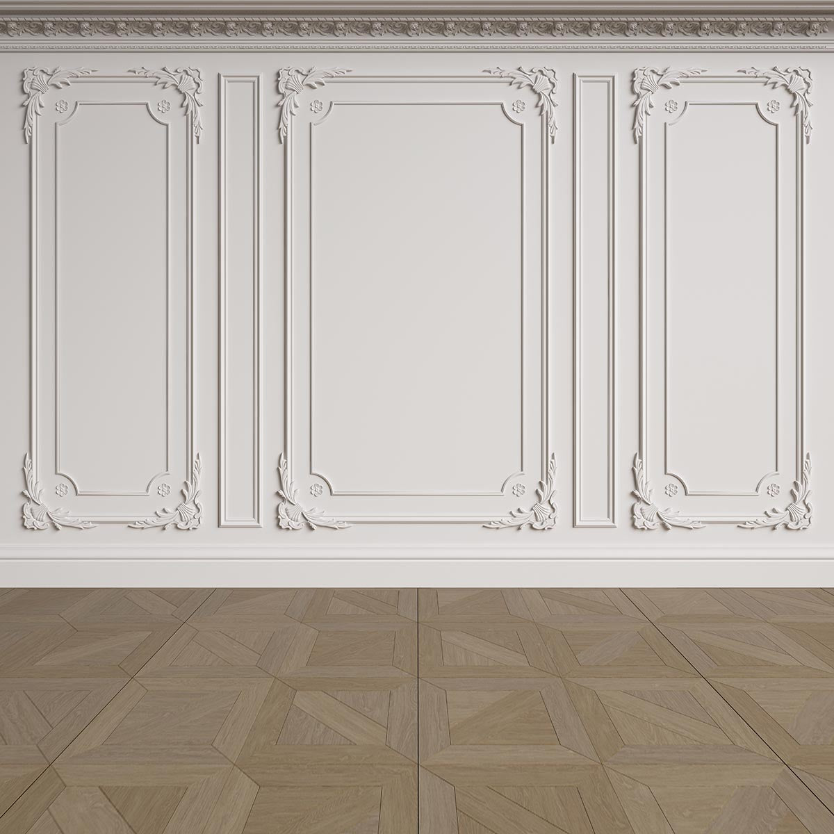 Toile de fond de sol en bois carré brun de sculpture de mur blanc de mariage pour la photographie