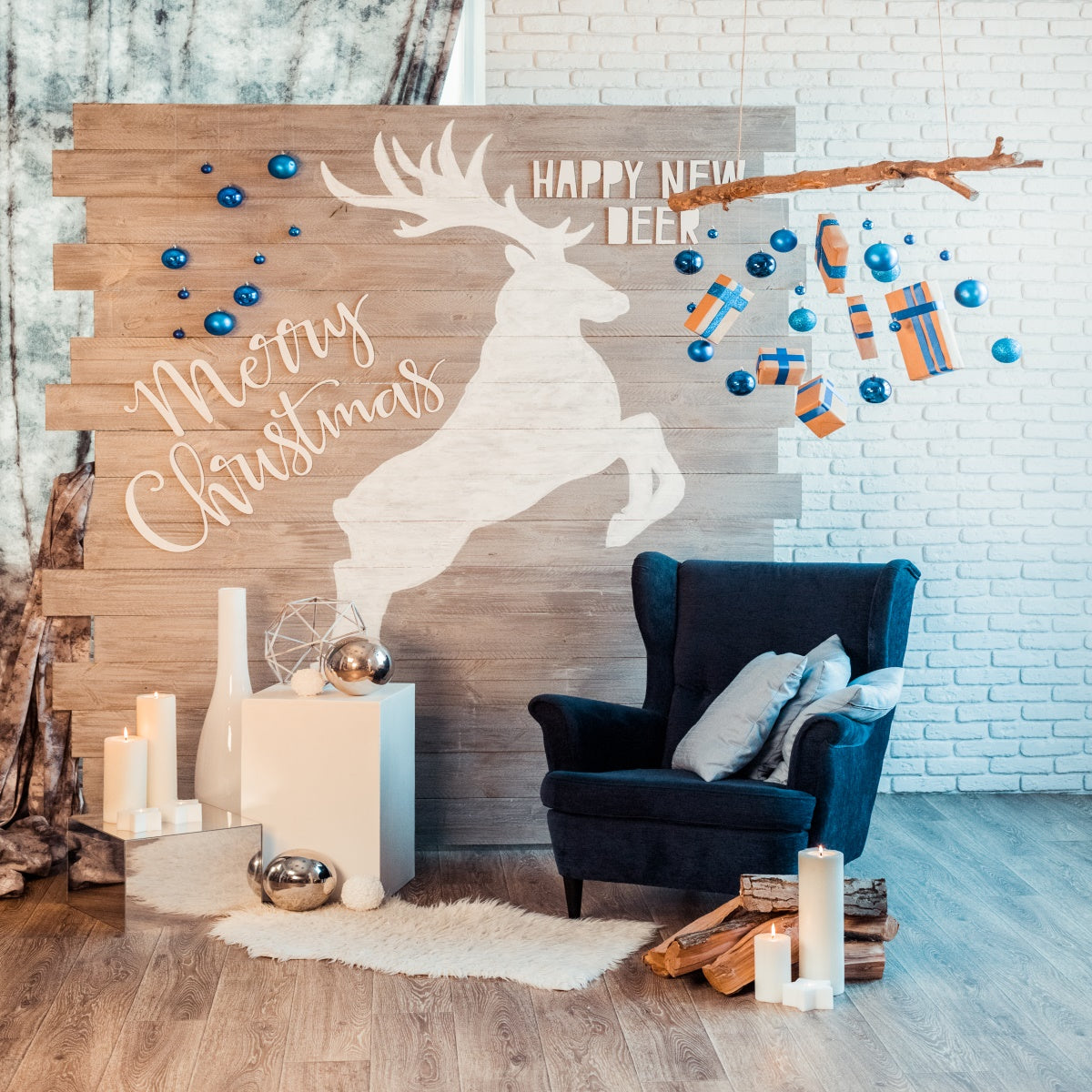 Toile de fond de cerf joyeux Noël pour la photographie