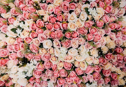 Toile de fond de mur de bouquet de fleurs pour le fond de photographie d'événements