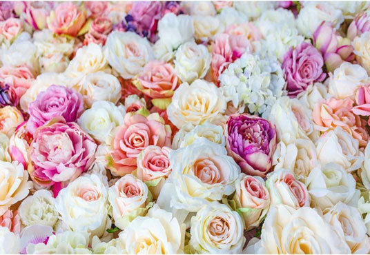 Toile de fond de photographie de mur florale brillante imprimée pour les événements
