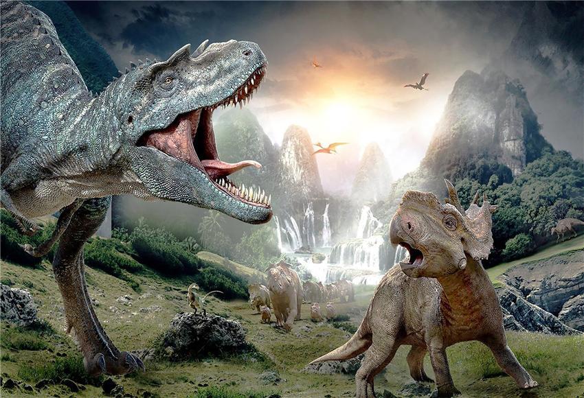 Toile de fond de dinosaure de parc jurassique pour la photographie