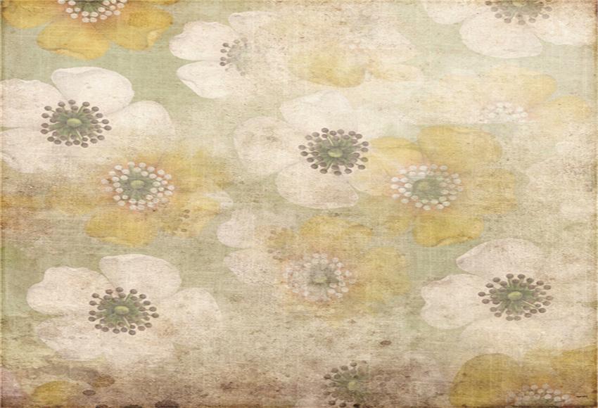 Toile de fond décors de fleurs blanches et jaunes