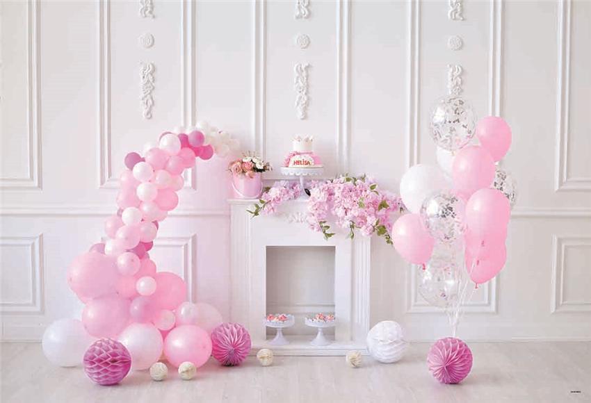Toile de fond de photo de bébé de ballon de mur blanc de princesse