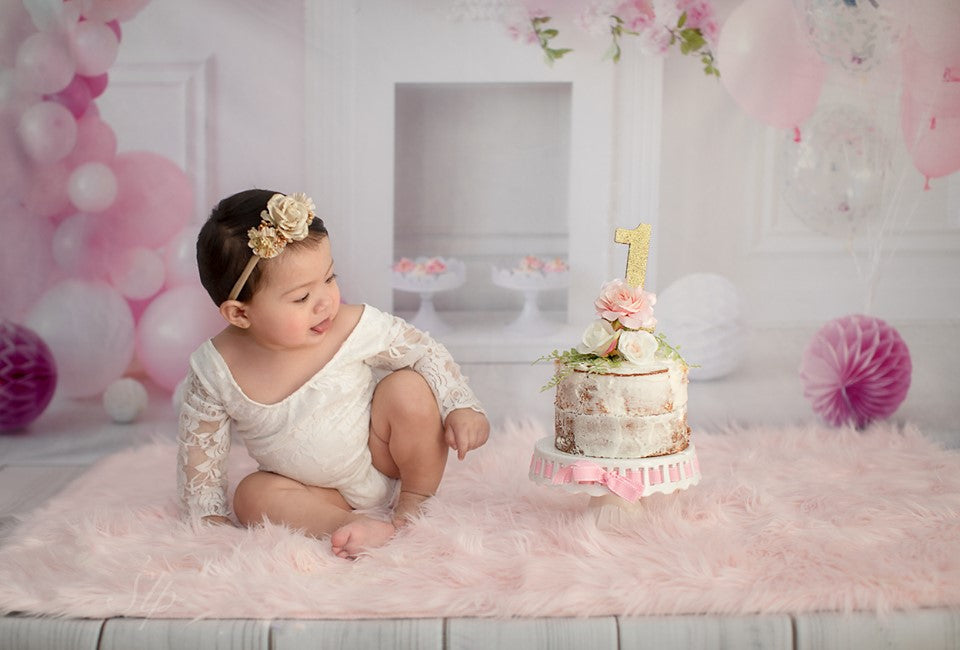 Toile de fond de photo de bébé de ballon de mur blanc de princesse