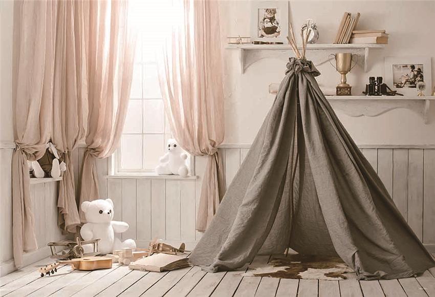 Toile de fond de plancher en bois de tente pour bébé