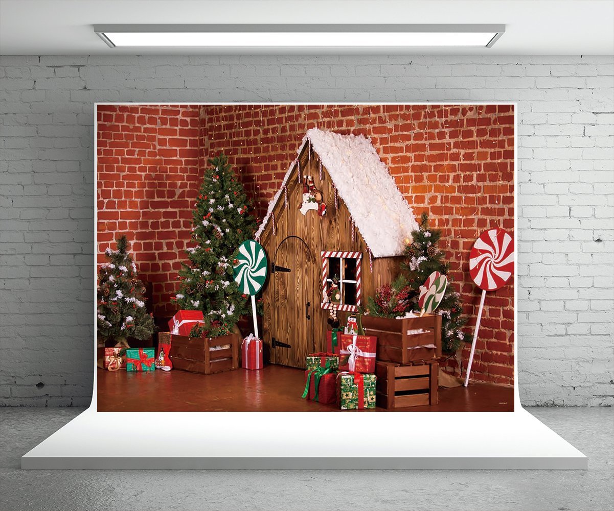Toile de fond décors de studio photo sucette de Noël mur de briques