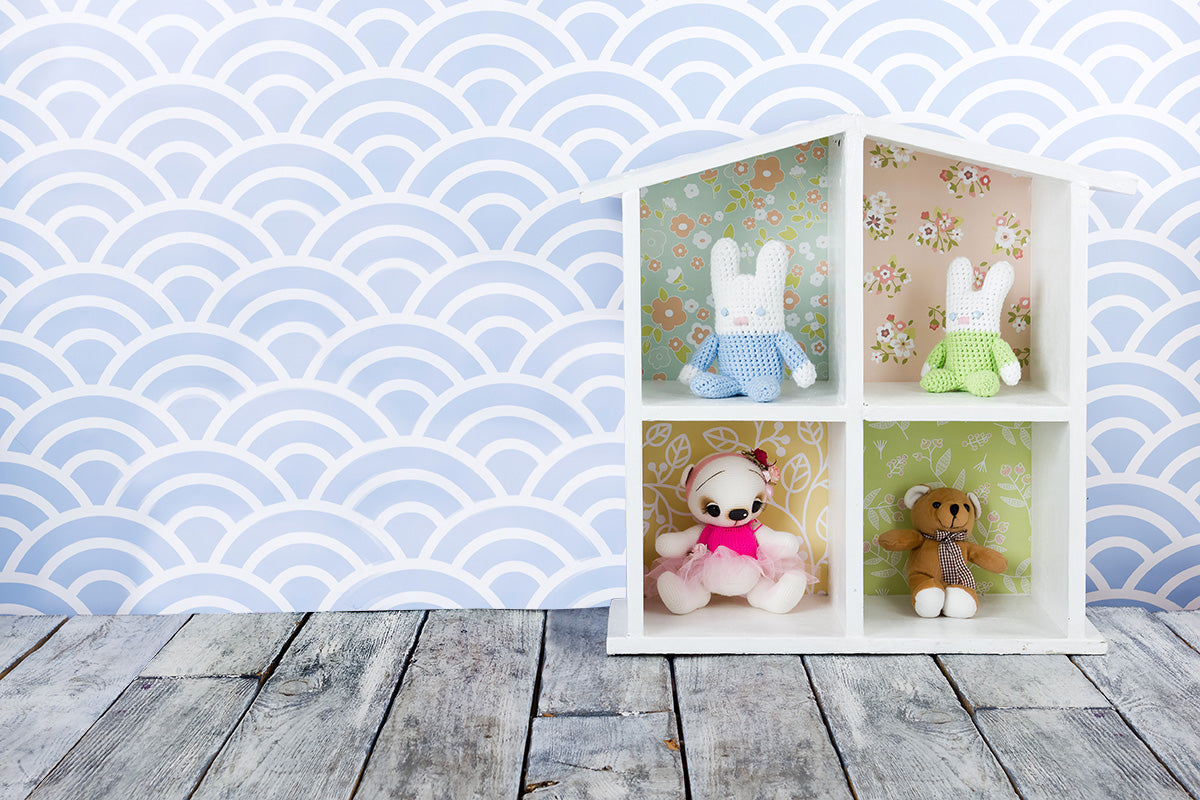 Toile de fond de plancher en bois à rayures bébé pour le studio