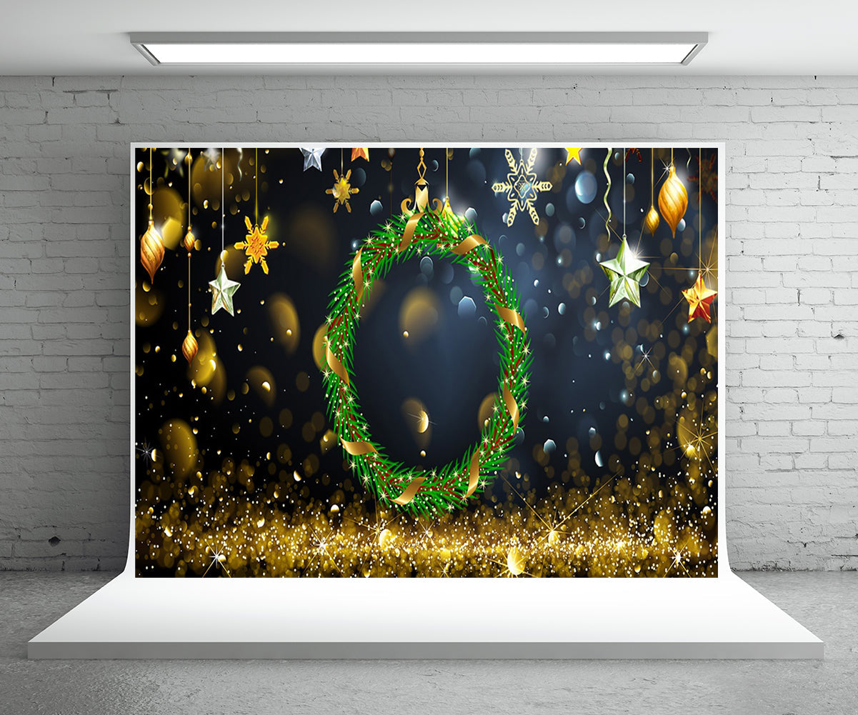 Toile de fond décors de photo d'étoiles de Noël de guirlande de paillettes
