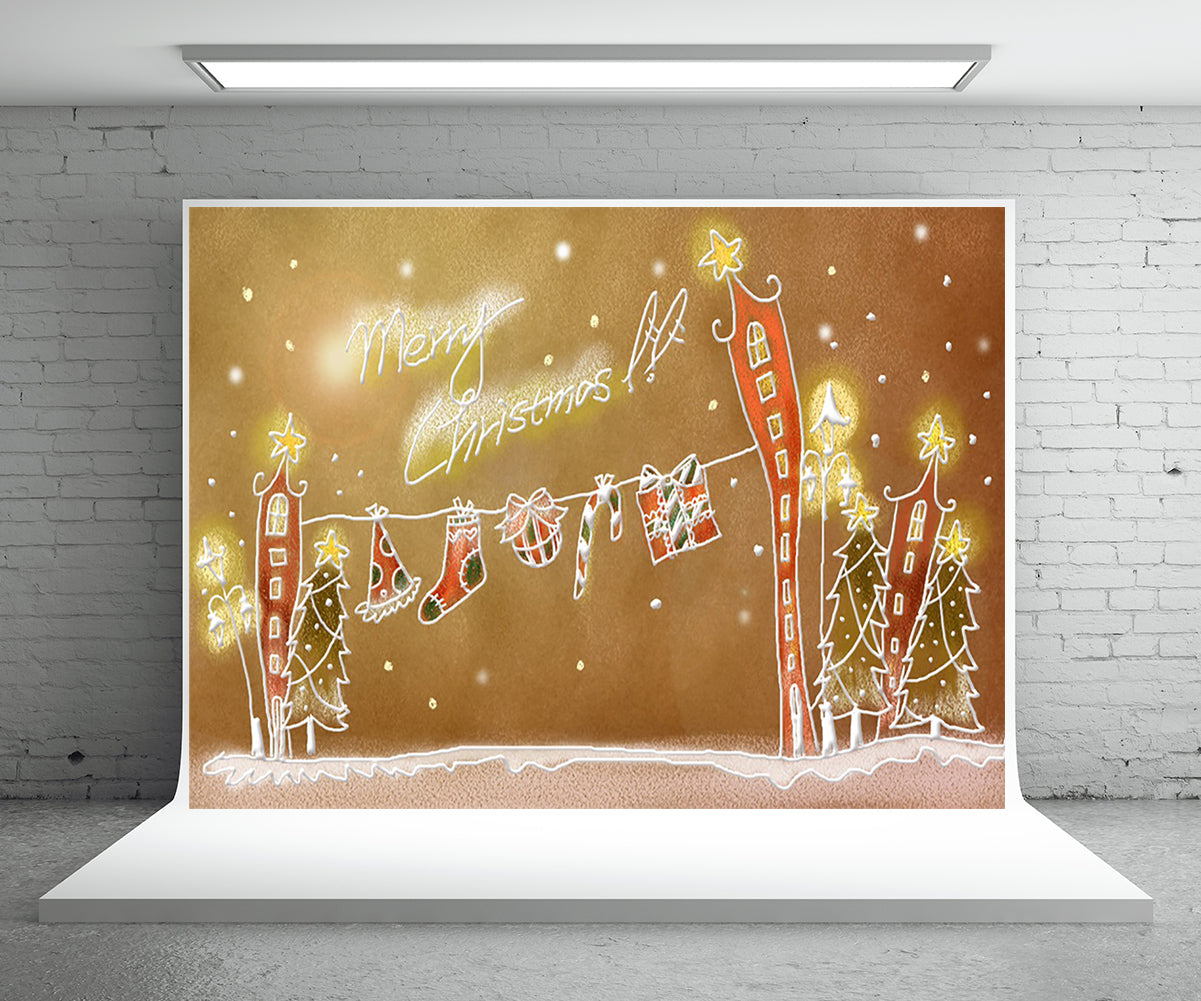 Toile de fond de bande dessinée joyeux Noël pour la photographie