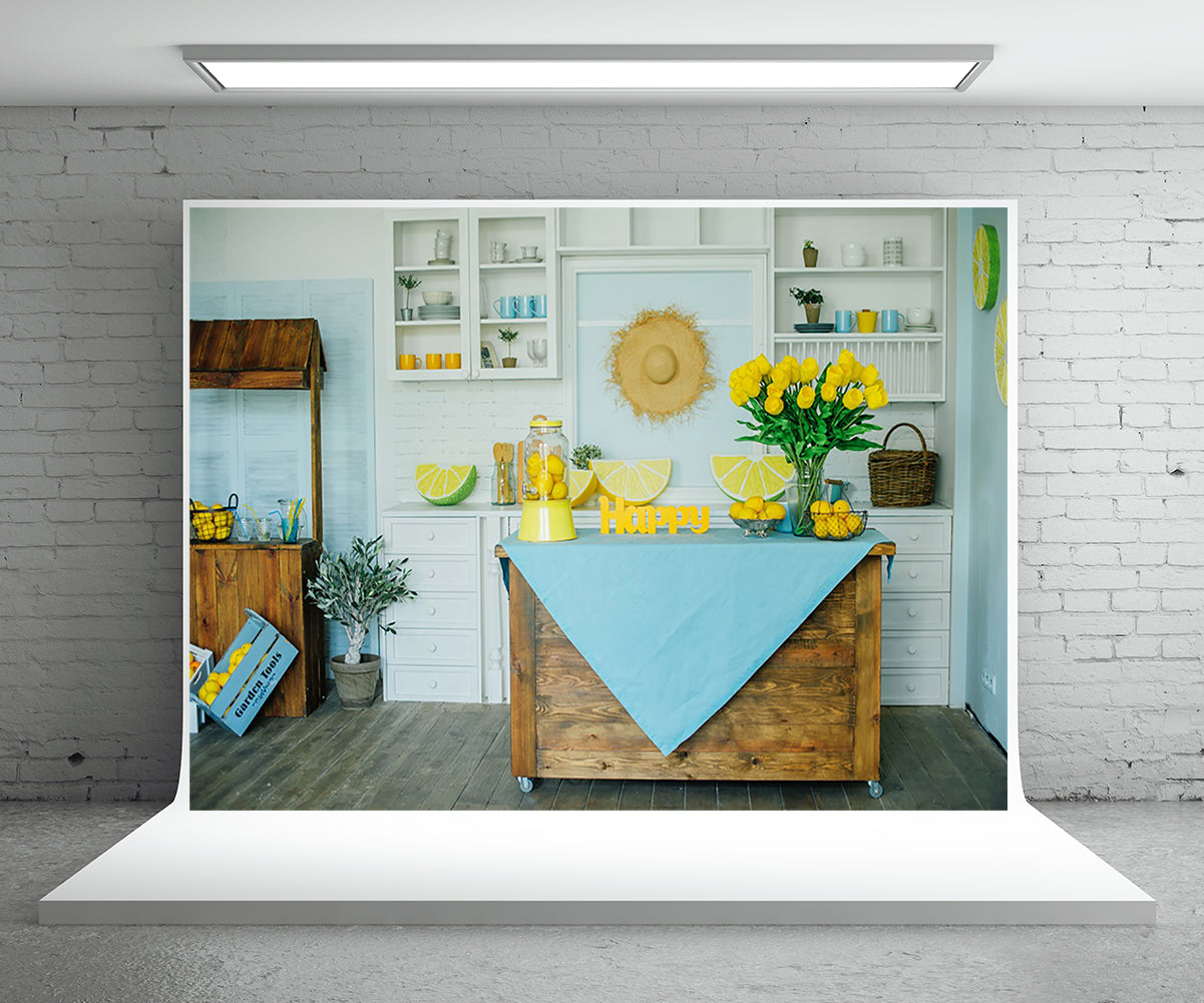 Toile de fond de jardin citron pour la photographie