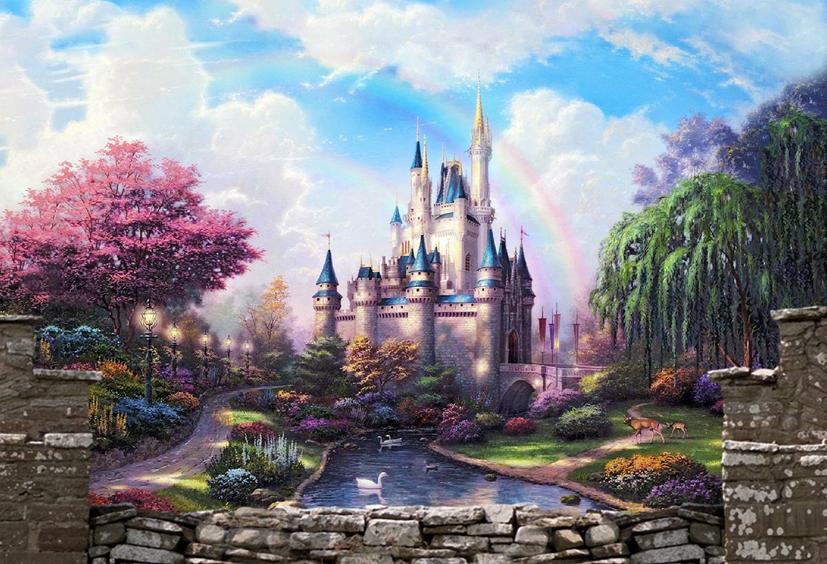 Toile de fond de photographie de château de rêve pour enfants princesse de conte de fées