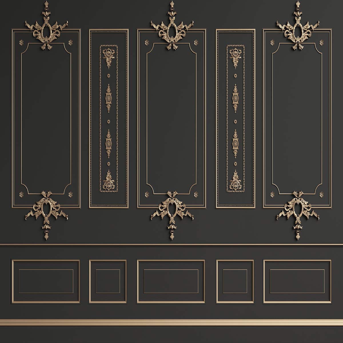 Toile de fond décors de photomaton noir de mariage de studio de mur de bord d'or