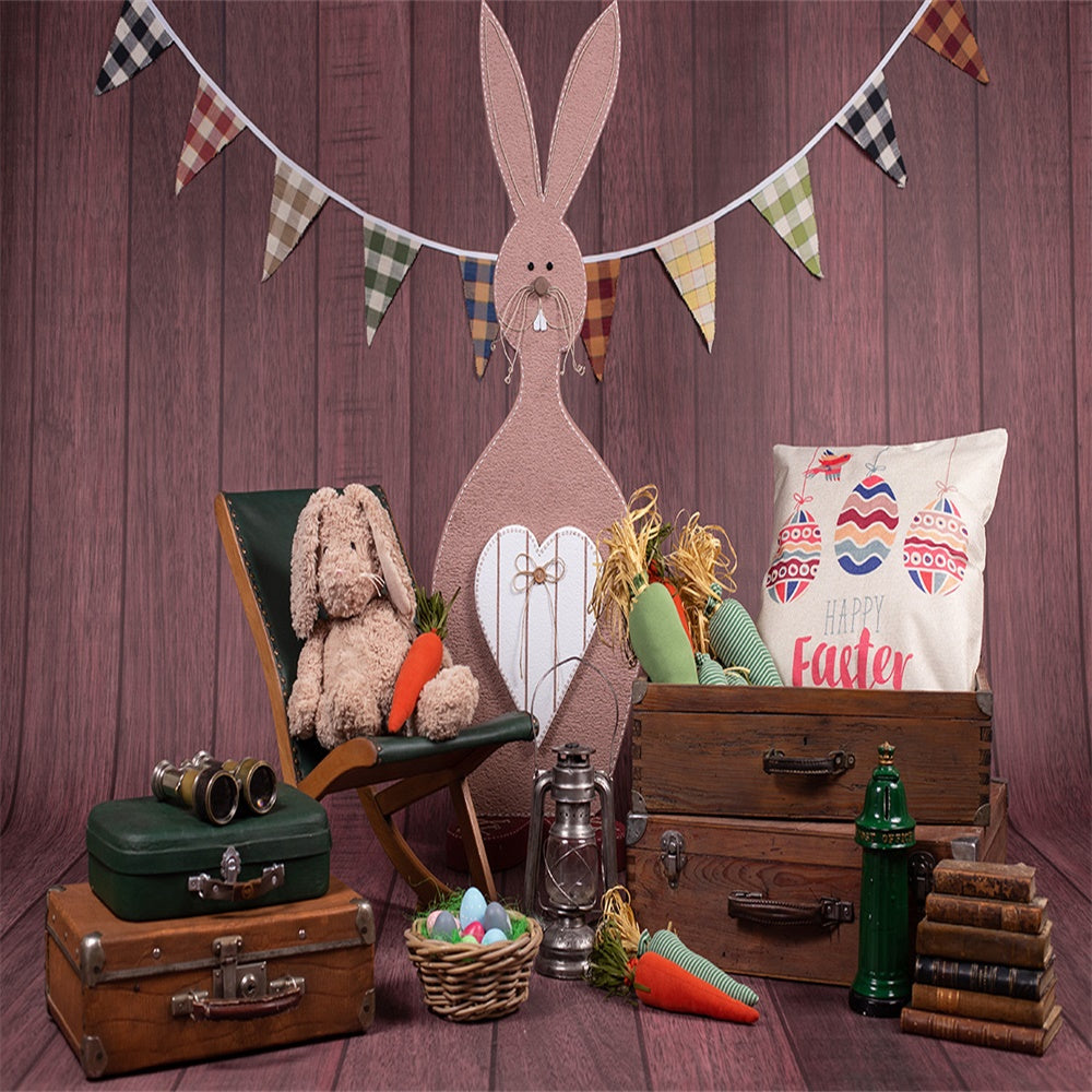 Toile de fond de gros lapin joyeuses Pâques oeufs photographie décors