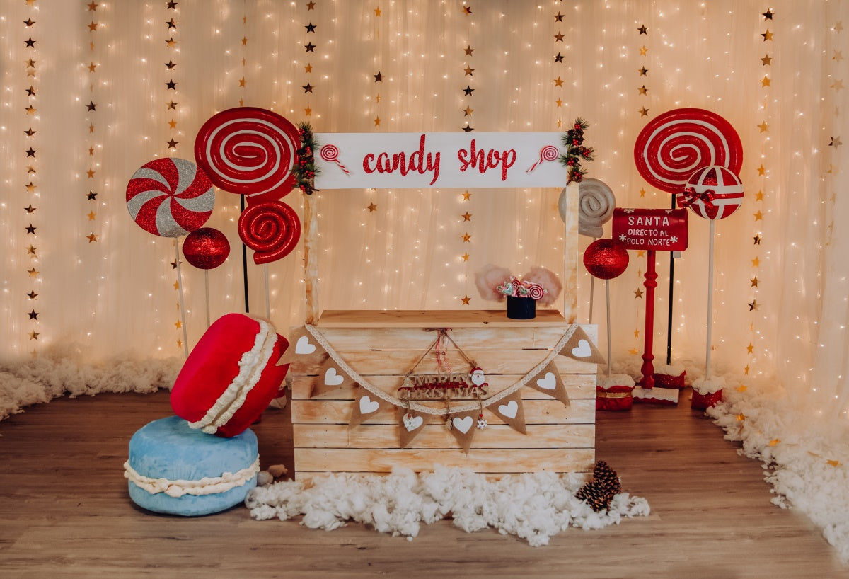 Toile de fond décors d'anniversaire de bébé bonbon boutique pour la fête