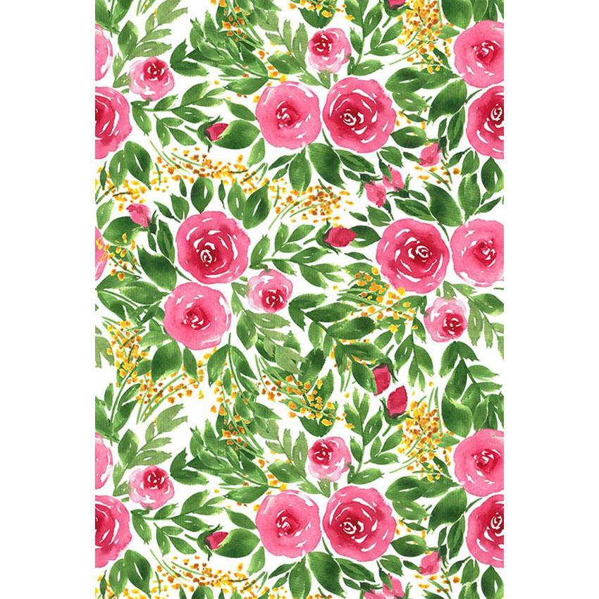 Toile de fond de fleurs rouges feuilles vertes fond Imprimé photographie