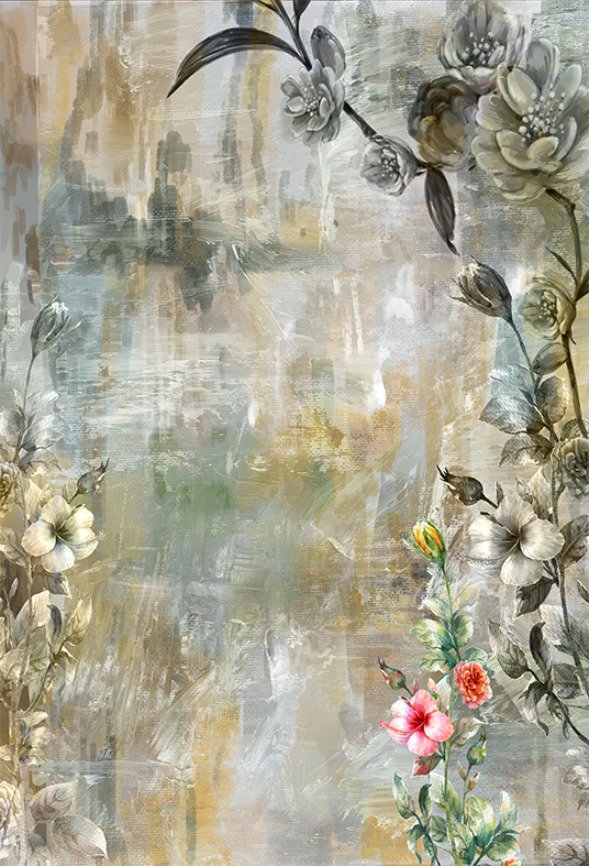 Toile de fond d'art abstrait fleurs colorées peinture printemps multicolore photo SBH0034