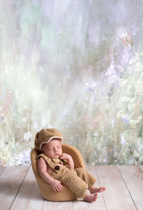 Toile de fond de fleur peinte avec superposition de beaux-arts numérique coloré pour les photographies SBH0064