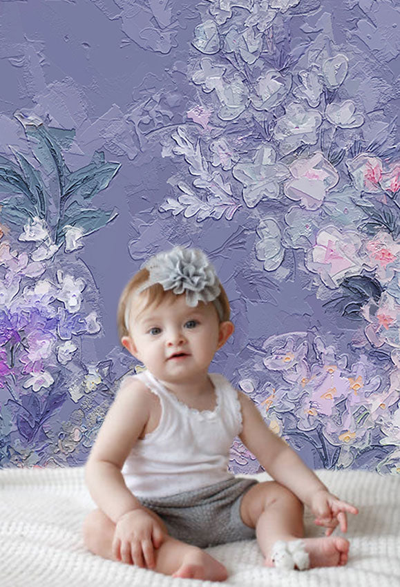 Toile de fond violet peinture à l'huile fleur décoration pour la photographie SBH0067
