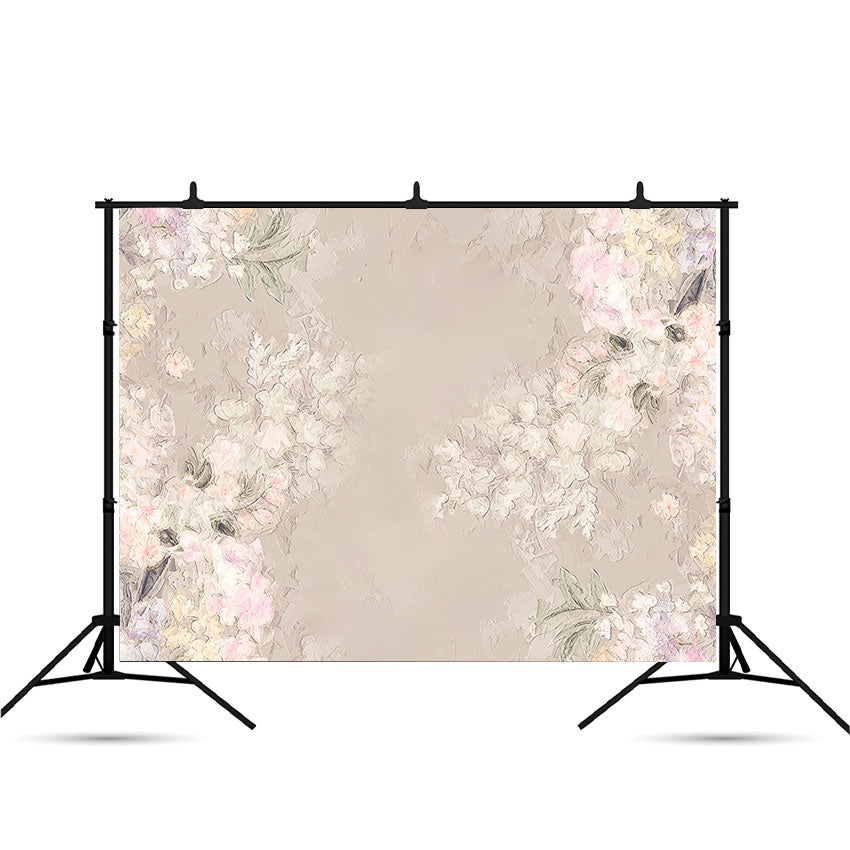 Toile de fond de fleurs sauvages graphiques peintes sur florale de mur grunge en béton pour la photographie SBH0068