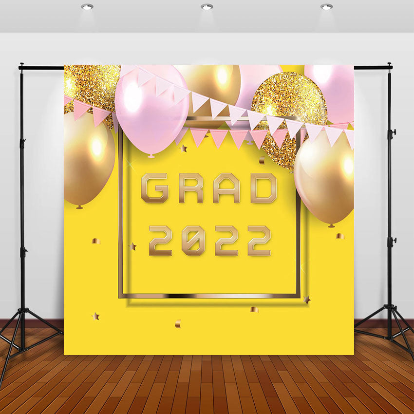 Toile de fond jaune décorations de ballon collège 2022 pour la fête de remise des diplômes SBH0073