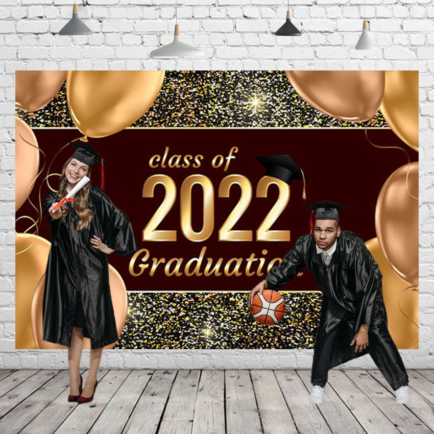 Toile de fond de fête de remise des diplômes champagne 2022 pour décorations de photographie SBH0077