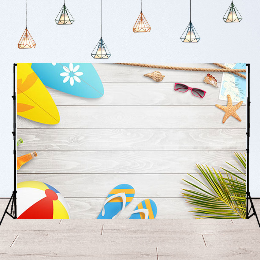Toile de fond de surf en bois blanc fond de vacances d'été pour la photographie SBH0114