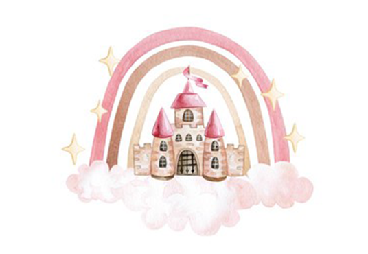Toile de fond de château de nuage rose arc-en-ciel bohème pour la photographie SBH0130
