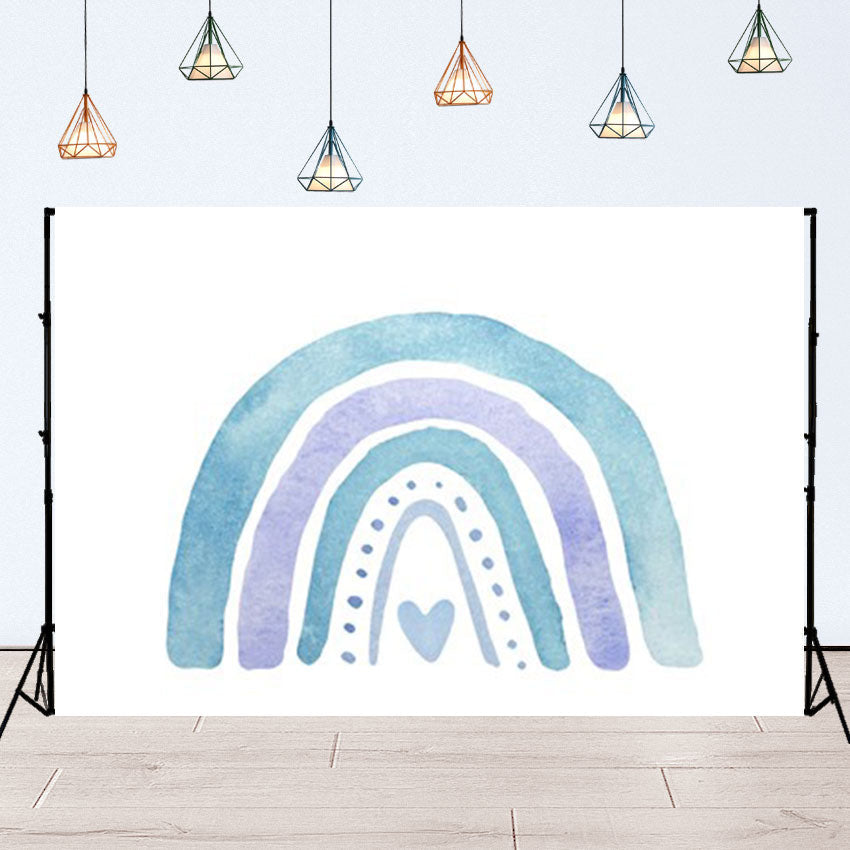 Toile de fond de style bohème arc-en-ciel bleu aquarelle pour la photographie SBH0132