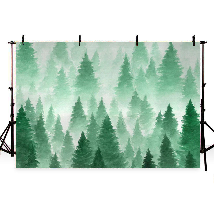 Toile de fond de colline de forêt brumeuse d'hiver de paysage fantastique d'aquarelle pour la photographie SBH0150