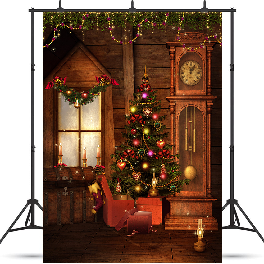 Toile de fond de décorations d'arbre de Noël de chambre vintage pour la photographie SBH0213