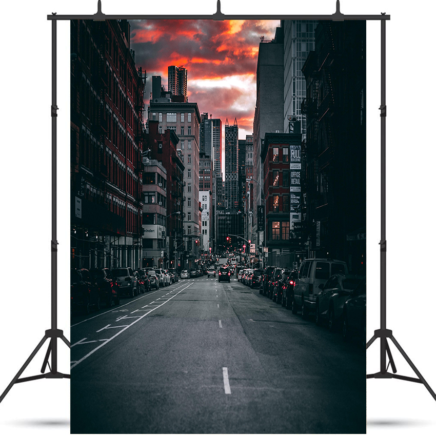 Toile de fond de vue nocturne de la rue de la ville pour la photographie SBH0315
