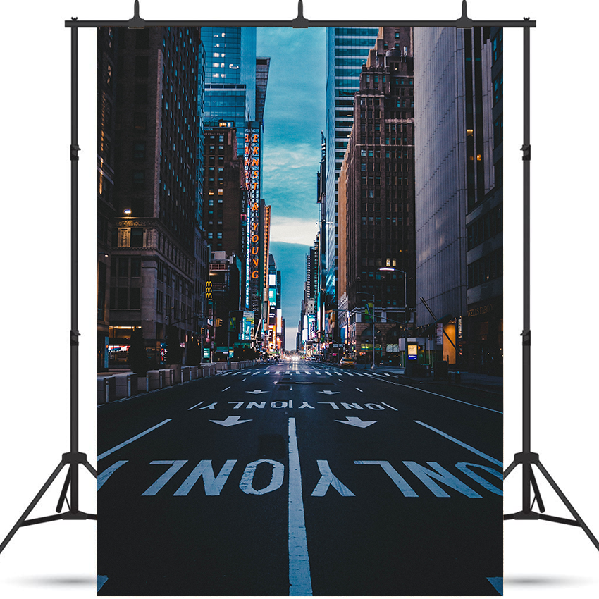 Toile de fond de vue nocturne de la rue de la ville de Manhattan pour la photographie SBH0316