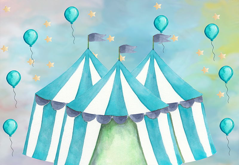 Toile de fond de cirque bleu rayures enfants pour la photographie SBH0322