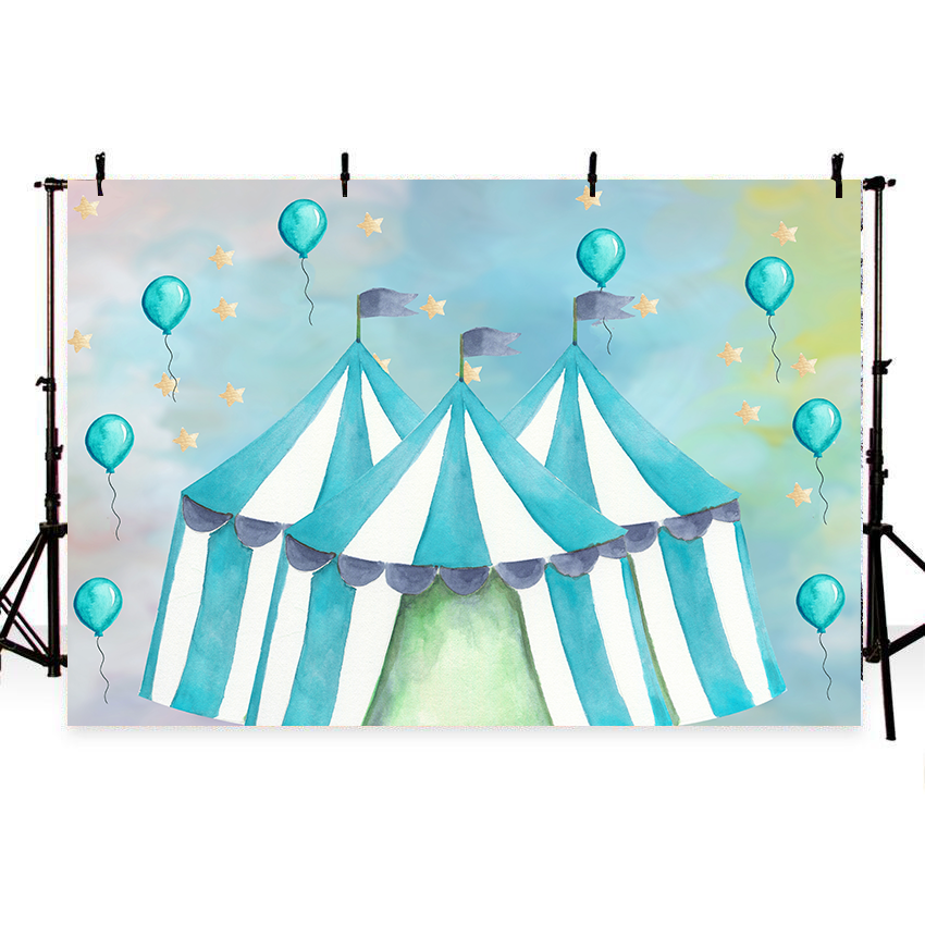 Toile de fond de cirque bleu rayures enfants pour la photographie SBH0322