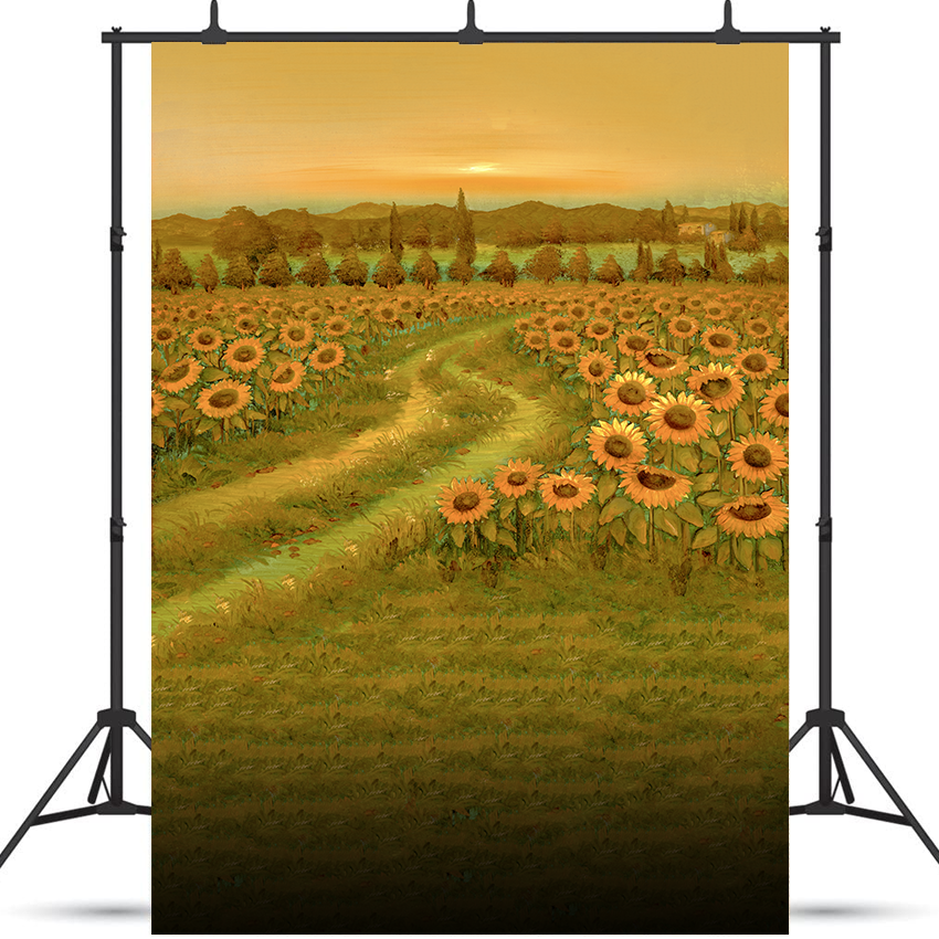 Toile de fond de peinture à l'huile de tournesol pour la photographie SBH0342