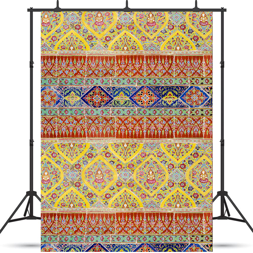 Toile de fond de mur en céramique dans un temple pour la photographie SBH0351